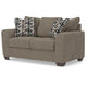 Teu Loveseat | Striped Accent Pillows | Brown-Gray Chenille 66"