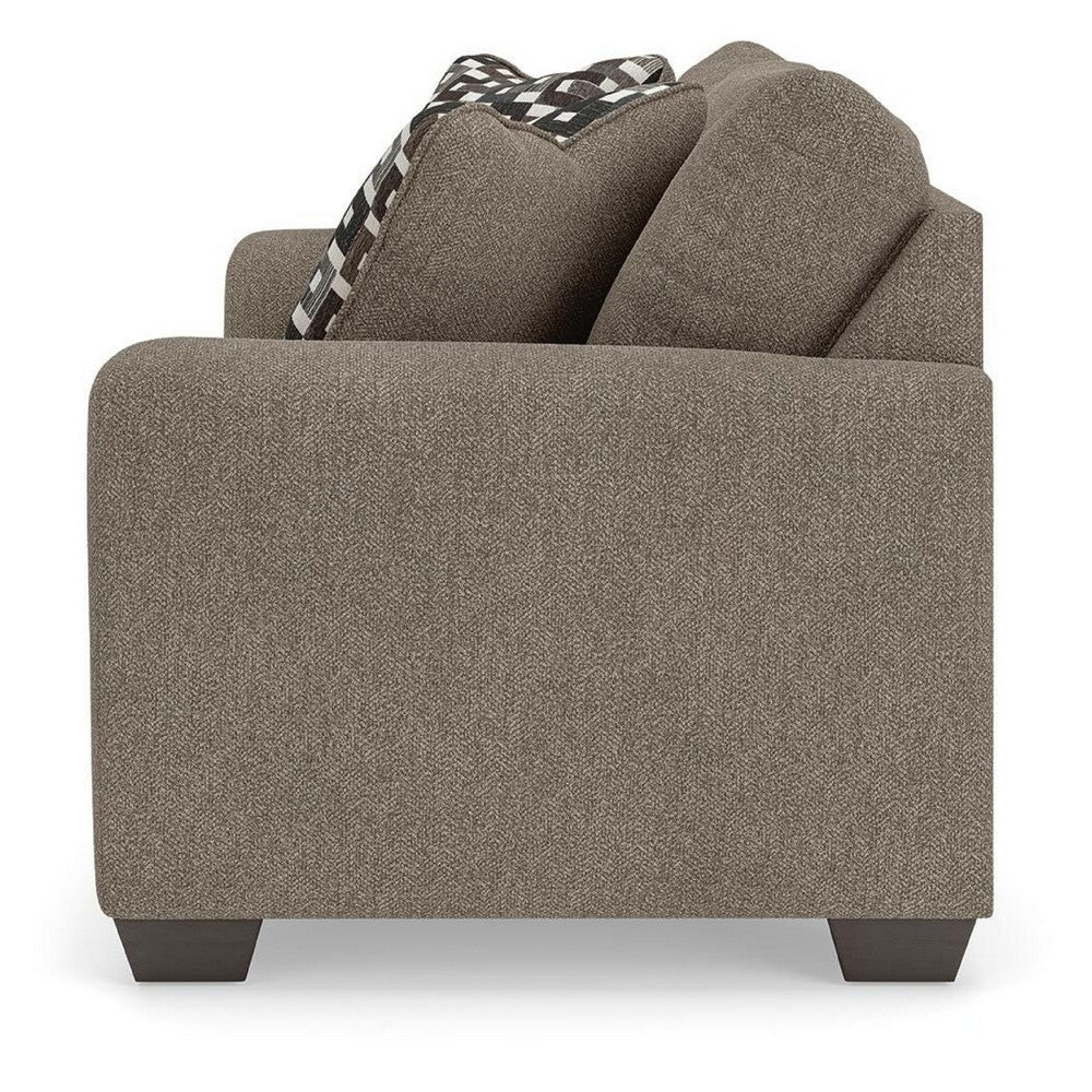 Teu Loveseat | Striped Accent Pillows | Brown-Gray Chenille 66"