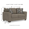 Teu Loveseat | Striped Accent Pillows | Brown-Gray Chenille 66"