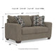 Teu Loveseat | Striped Accent Pillows | Brown-Gray Chenille 66"