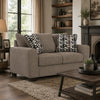 Teu Loveseat | Striped Accent Pillows | Brown-Gray Chenille 66"