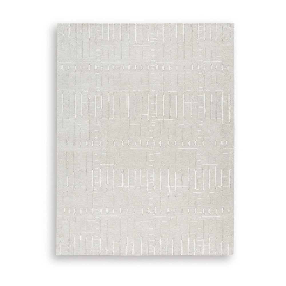 Berty Large Area Rug with Abstract Patterns | Tan-Ivory Hand-Tufted Wool 8x10