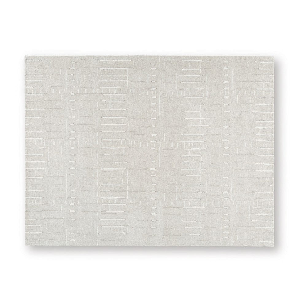 Berty Large Area Rug with Abstract Patterns | Tan-Ivory Hand-Tufted Wool 8x10