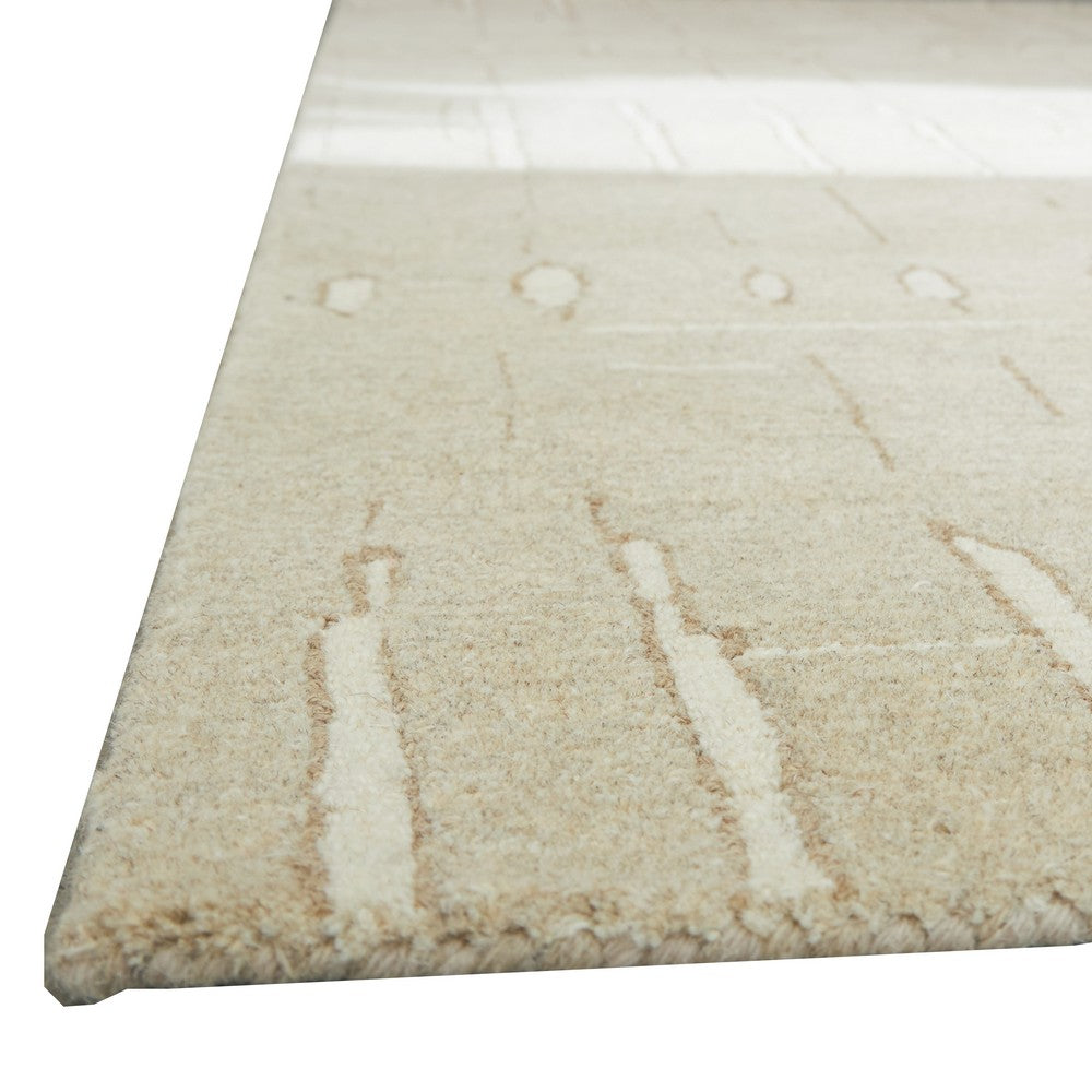 Berty Large Area Rug with Abstract Patterns | Tan-Ivory Hand-Tufted Wool 8x10