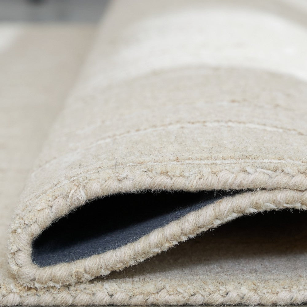 Berty Large Area Rug with Abstract Patterns | Tan-Ivory Hand-Tufted Wool 8x10