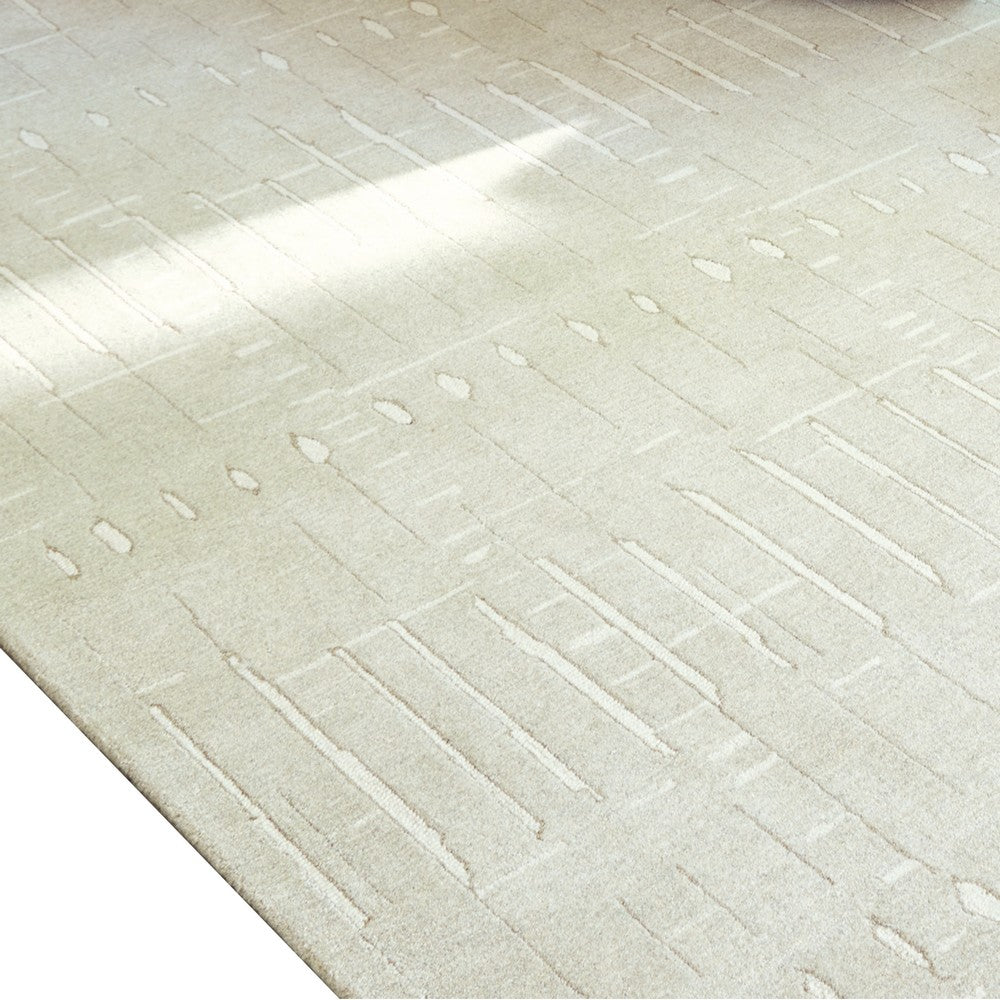 Berty Large Area Rug with Abstract Patterns | Tan-Ivory Hand-Tufted Wool 8x10