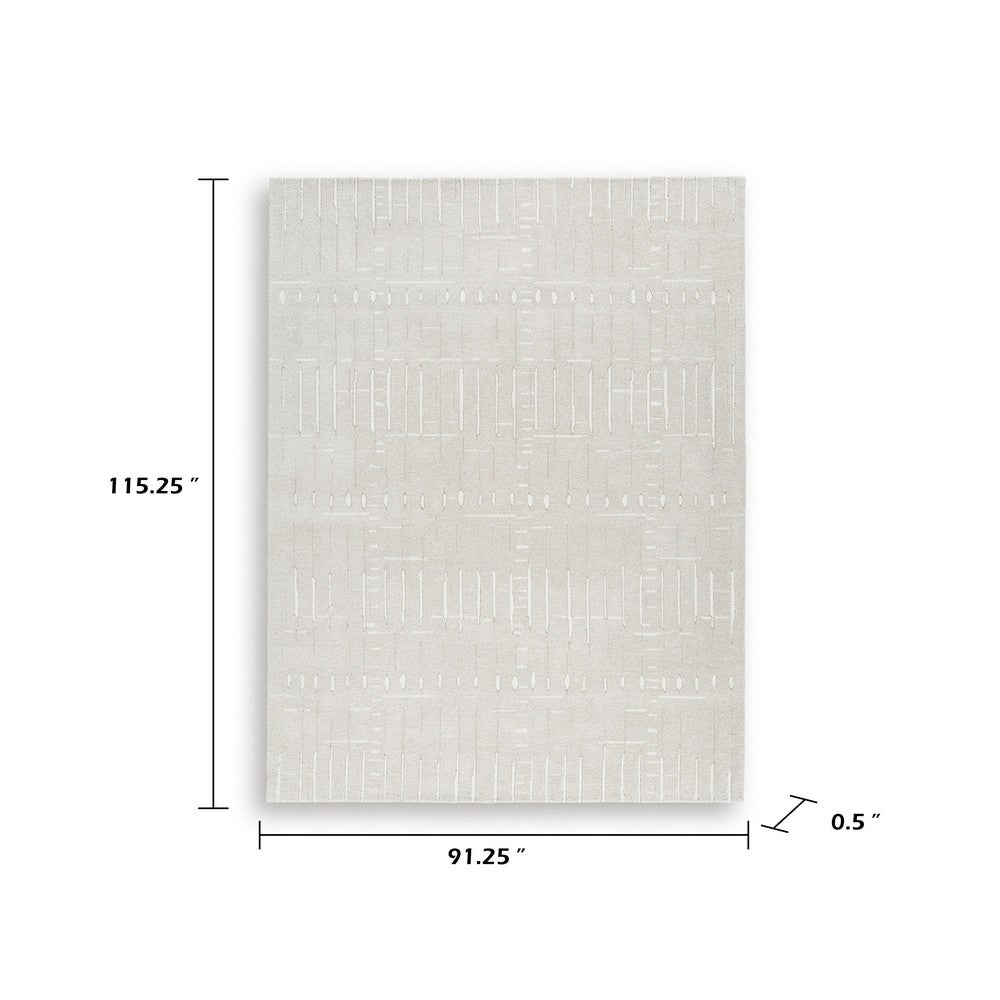 Berty Large Area Rug with Abstract Patterns | Tan-Ivory Hand-Tufted Wool 8x10