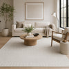 Berty Large Area Rug with Abstract Patterns | Tan-Ivory Hand-Tufted Wool 8x10