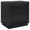 Deri Nightstand with USB Ports and Dual Drawers | Black Wood 27"