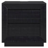 Deri Nightstand with USB Ports and Dual Drawers | Black Wood 27"