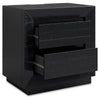 Deri Nightstand with USB Ports and Dual Drawers | Black Wood 27"