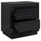 Deri Nightstand with USB Ports and Dual Drawers | Black Wood 27"