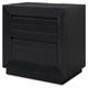 Deri Nightstand with USB Ports and Dual Drawers | Black Wood 27"
