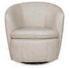 Niko Swivel Accent Chair with Barrel Back Design | Bone-White Leather