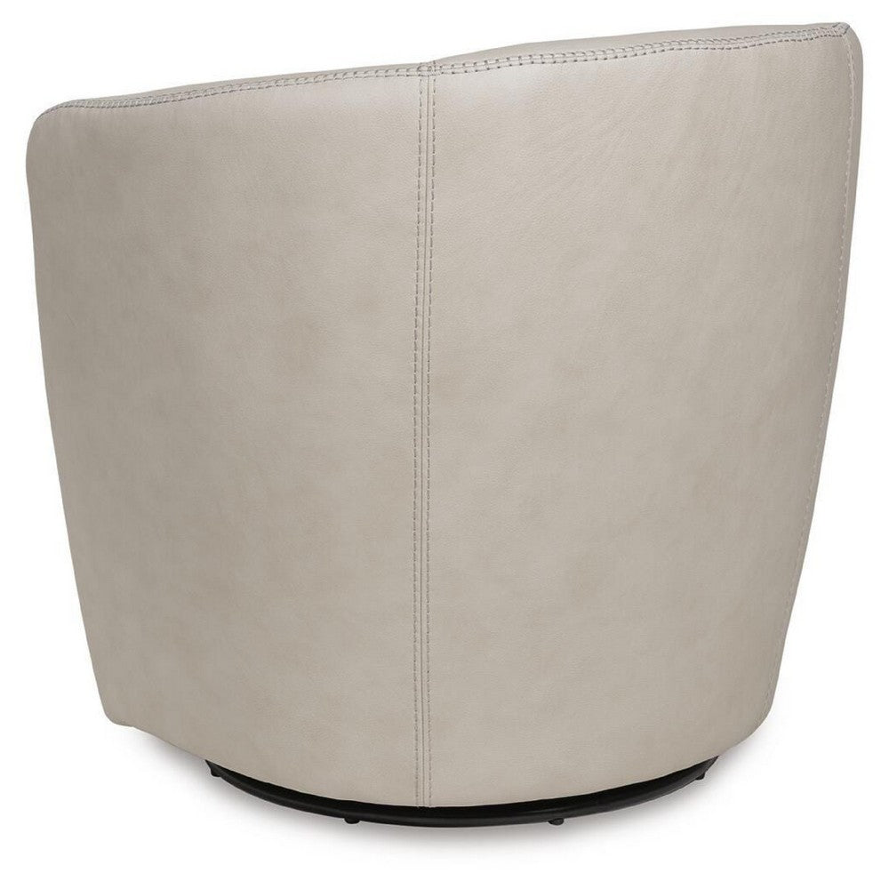 Niko Swivel Accent Chair with Barrel Back Design | Bone-White Leather