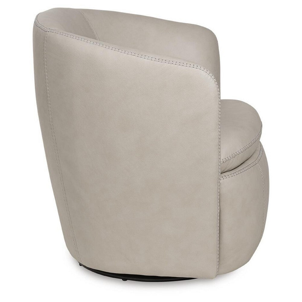 Niko Swivel Accent Chair with Barrel Back Design | Bone-White Leather
