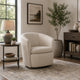 Niko Swivel Accent Chair with Barrel Back Design | Bone-White Leather