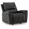 Larry Rocker Recliner Chair with Pillow Top Arms, Black Top Grain Leather