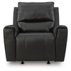 Larry Rocker Recliner Chair with Pillow Top Arms, Black Top Grain Leather