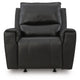 Larry Rocker Recliner Chair with Pillow Top Arms, Black Top Grain Leather