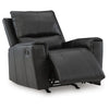 Larry Rocker Recliner Chair with Pillow Top Arms, Black Top Grain Leather