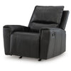 Larry Rocker Recliner Chair with Pillow Top Arms, Black Top Grain Leather