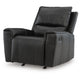 Larry Rocker Recliner Chair with Pillow Top Arms, Black Top Grain Leather