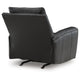 Larry Rocker Recliner Chair with Pillow Top Arms, Black Top Grain Leather
