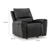 Larry Rocker Recliner Chair with Pillow Top Arms, Black Top Grain Leather