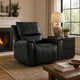 Larry Rocker Recliner Chair with Pillow Top Arms, Black Top Grain Leather