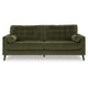 Pir Sofa with 2 Bolster Pillows, Tufted Back, Olive Green Velvet, 87"