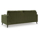 Pir Sofa with 2 Bolster Pillows, Tufted Back, Olive Green Velvet, 87"