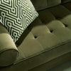Pir Sofa with 2 Bolster Pillows, Tufted Back, Olive Green Velvet, 87"