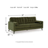 Pir Sofa with 2 Bolster Pillows, Tufted Back, Olive Green Velvet, 87"