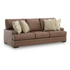 Vile Sofa with 4 Throw Pillows, Caramel Brown Faux Leather, 93"