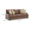 Vile Sofa with 4 Throw Pillows, Caramel Brown Faux Leather, 93"