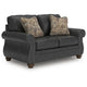 Cyrus Loveseat with 2 Throw Pillows, Granite Gray Faux Leather, 68"