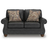Cyrus Loveseat with 2 Throw Pillows, Granite Gray Faux Leather, 68"