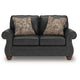 Cyrus Loveseat with 2 Throw Pillows, Granite Gray Faux Leather, 68"