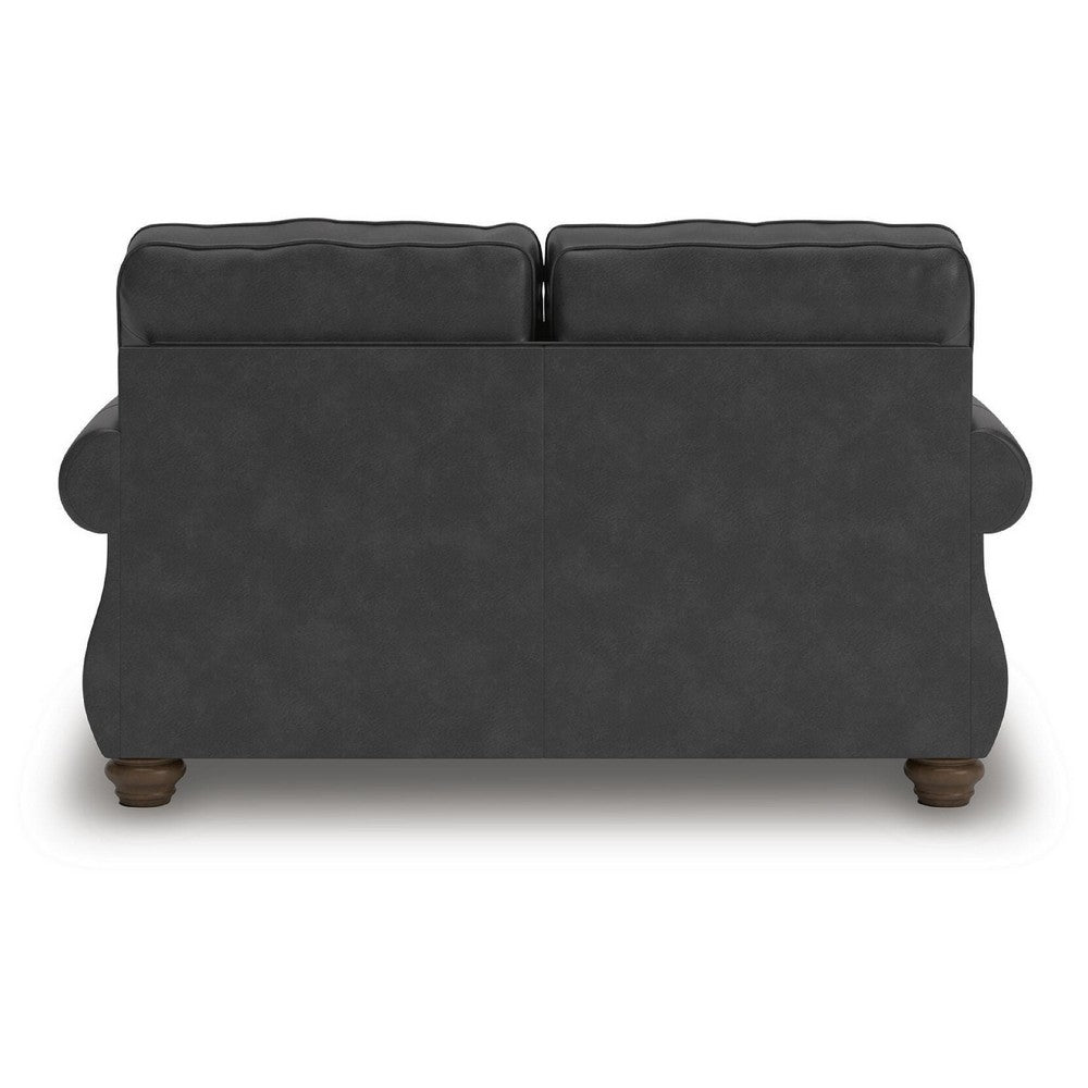 Cyrus Loveseat with 2 Throw Pillows, Granite Gray Faux Leather, 68"