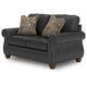 Cyrus Loveseat with 2 Throw Pillows, Granite Gray Faux Leather, 68"