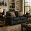 Cyrus Loveseat with 2 Throw Pillows, Granite Gray Faux Leather, 68"