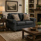 Cyrus Loveseat with 2 Throw Pillows, Granite Gray Faux Leather, 68"