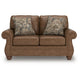 Cyrus Loveseat with 2 Throw Pillows, Earthy Brown Faux Leather, 68"