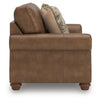Cyrus Loveseat with 2 Throw Pillows, Earthy Brown Faux Leather, 68"