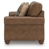 Cyrus Loveseat with 2 Throw Pillows, Earthy Brown Faux Leather, 68"