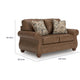 Cyrus Loveseat with 2 Throw Pillows, Earthy Brown Faux Leather, 68"