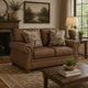 Cyrus Loveseat with 2 Throw Pillows, Earthy Brown Faux Leather, 68"