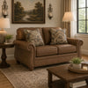 Cyrus Loveseat with 2 Throw Pillows, Earthy Brown Faux Leather, 68"