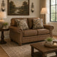 Cyrus Loveseat with 2 Throw Pillows, Earthy Brown Faux Leather, 68"